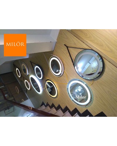Gương tròn dây da đèn led milor 60cm