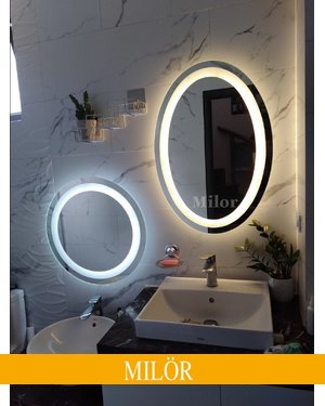 Gương phòng tắm tròn led trắng Milor D60cm