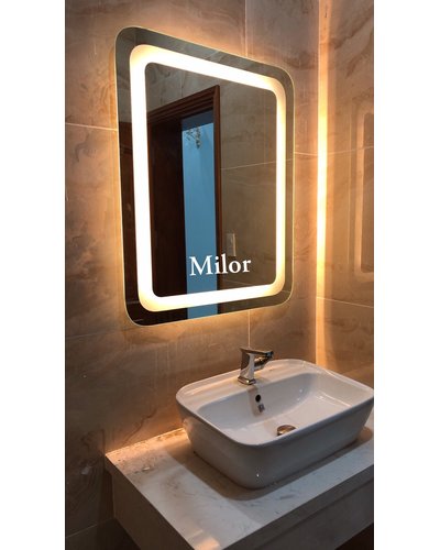 Gương đèn led phòng tắm bo góc Milor