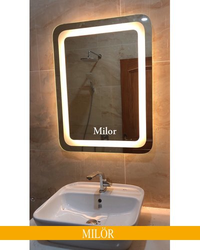 Gương đèn led phòng tắm bo góc Milor