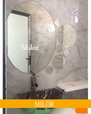 Gương phòng tắm decor nghệ thuật mài vát elip Milor