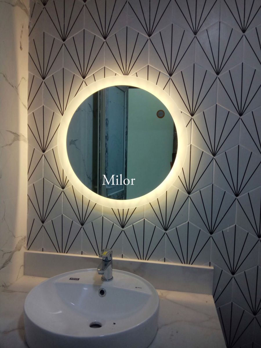 Gương nhà tắm led tròn hắt sáng milor 60cm
